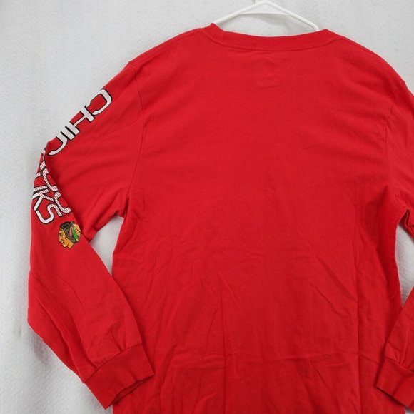 CHICAGO BLACKHAWKS Shirt Men's Long Sleeve Tee Crew Neck Pullover NHL Red 2XL - Picture 10 of 12